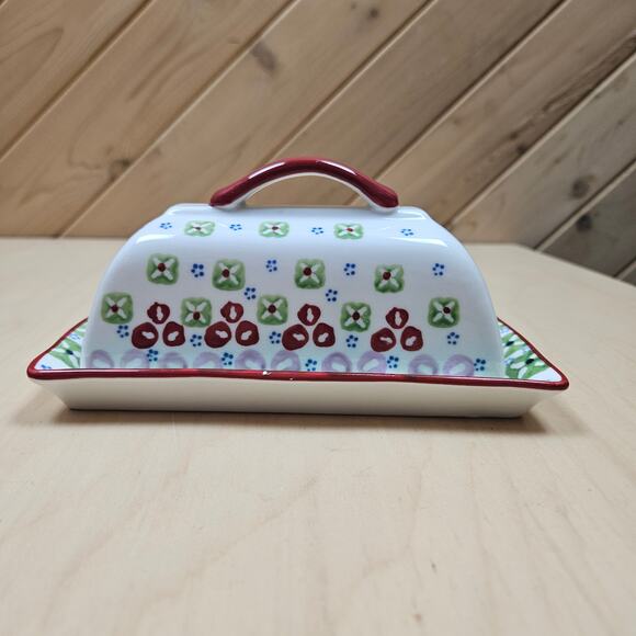 Signature Housewares Inc. Stoneware Butter Dish Colorful Gypsy Pattern Floral - Picture 3 of 7